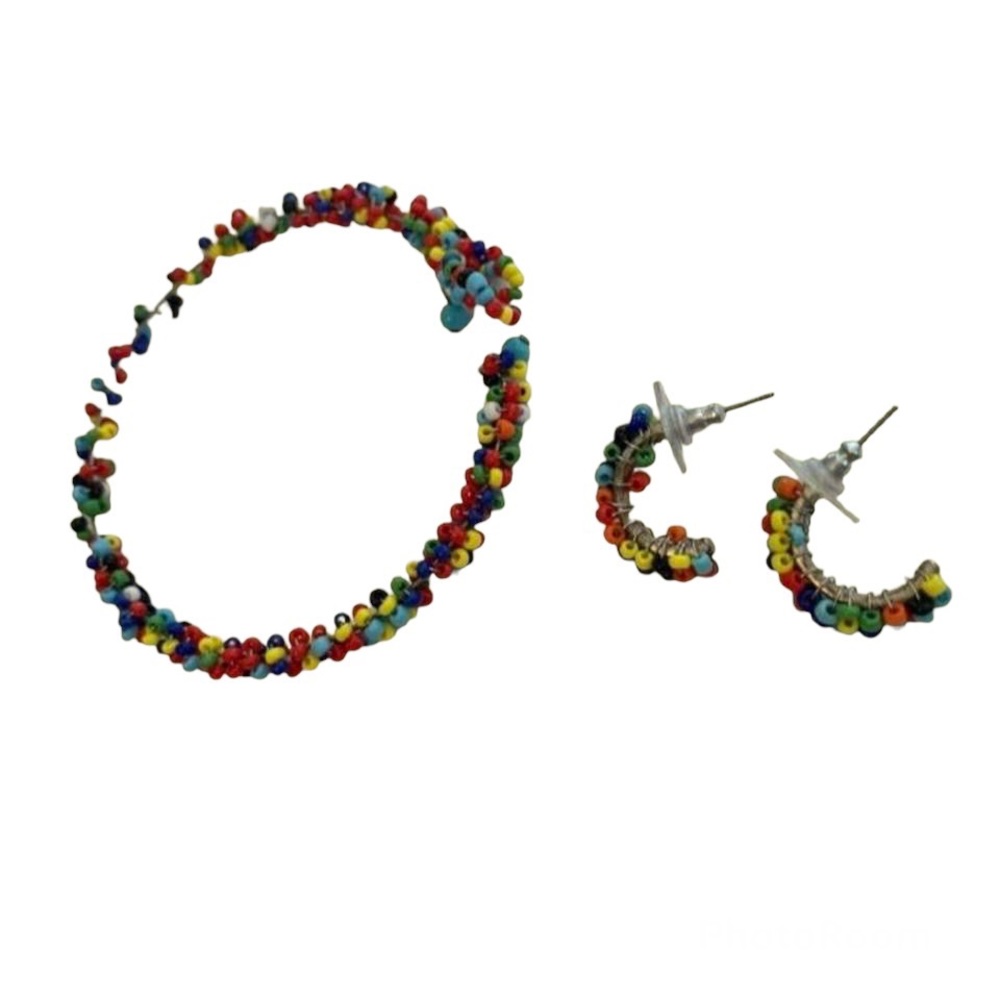 Multicolor Beaded Bracelet & Earrings Set